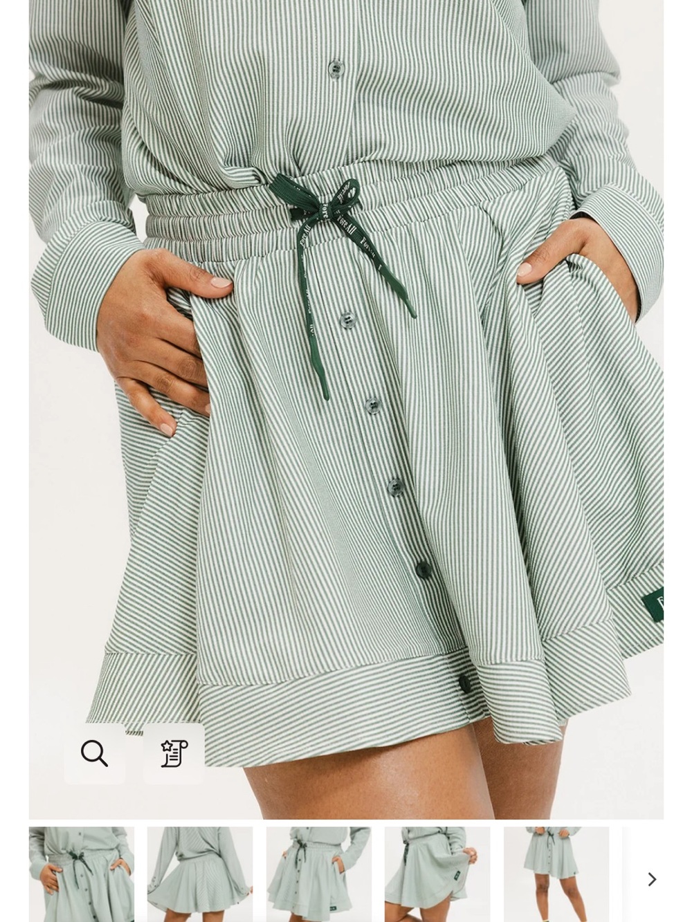 Fore All Patty Skirt Striped Light Green Button-Front Golf Skirt, NWT
